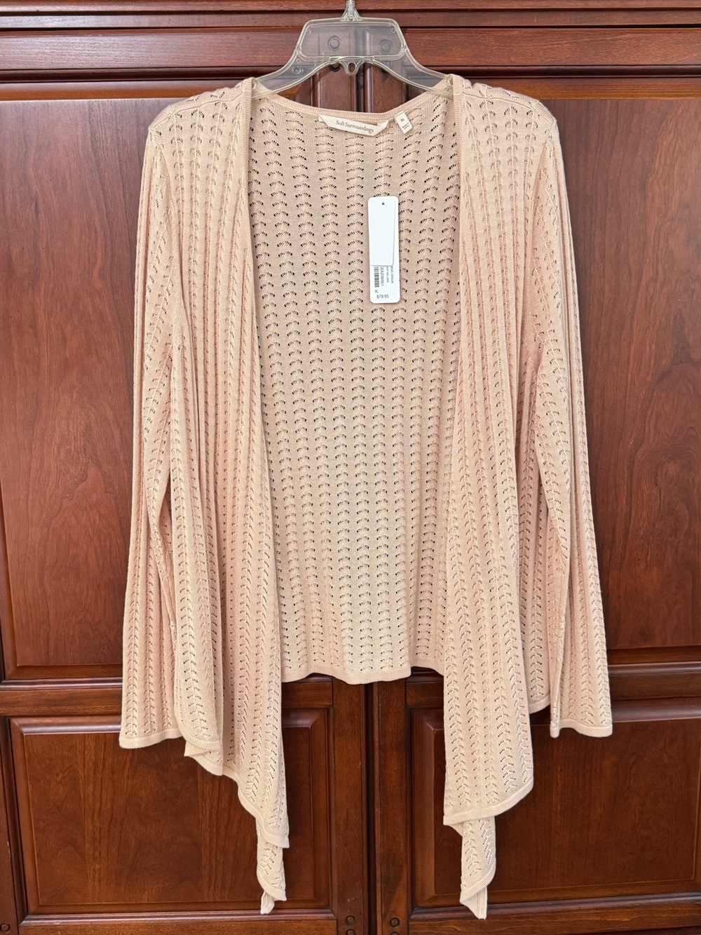 Soft Surroundings Blush Open-Front Knit Cardigan